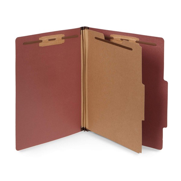 30 Letter Size Classification Folders, 1 Divider, 2 Inch Tyvek Expansions, Durable 2 Prongs Designed to Organize Standard Law Client Files, Office Reports, 30 Letter Size Folders, Brick Red
