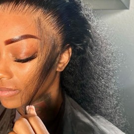 Premium Glueless HD Lace Closure Frontal Burmese Curly Raw Vietnamese Human Hair Indian Hair Preplucked Small Knots HD Lacecolor: Natural Wavy, stretched length: 20inches, toupee size: HD 4x4