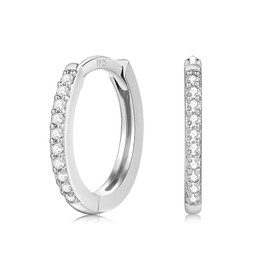 Ecripe 925 Sterling Silver Hoop Earrings Women's Small Earrings Silver 925 with Cubic Zirconia, Hypoallergenic Silver Sleeping Hoop Earrings for Women Girls, Sterling Silver