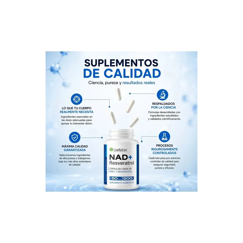 NAD Resveratrol 120 Cápsulas NAD Resveratrol Supplement, Cellular Energy, 120