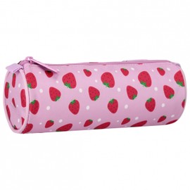 sarcia.eu Pencil Case, School Pencil Case with Compartments, Bag for Girls, Strawberries, Pink, 5 x 22 x 10 cm, Strawberry Round, Childrens