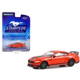 DCD 2021 Ford Mustang Mach 1 Race Red with Black Stripes "The Drive Home to the Mustang Stampede" Series 1 1/64 Diecast Model Ca