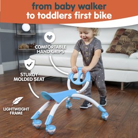 YBIKE Pewi Walking Ride On Toy - from Baby Walker to Toddler Ride On for Ages 9 Months to 3 Years Old, YPIW3, Blue