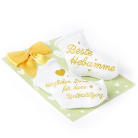 goldprintz I Midwife Gift I Thank You Gift for Your Support I Gold Printed Baby Socks with Heart Postcard I Thank You Gifts I Announce Pregnancy I Midwife Gifts