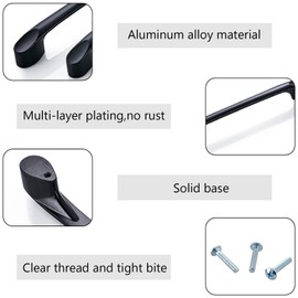 selcouth yyds 2 Pack Kitchen Cupboard Handles Black Cupboard Handles 96 mm (3.8inch) Hole Center Kitchen Handles Pulls for Cabinets and Drawers