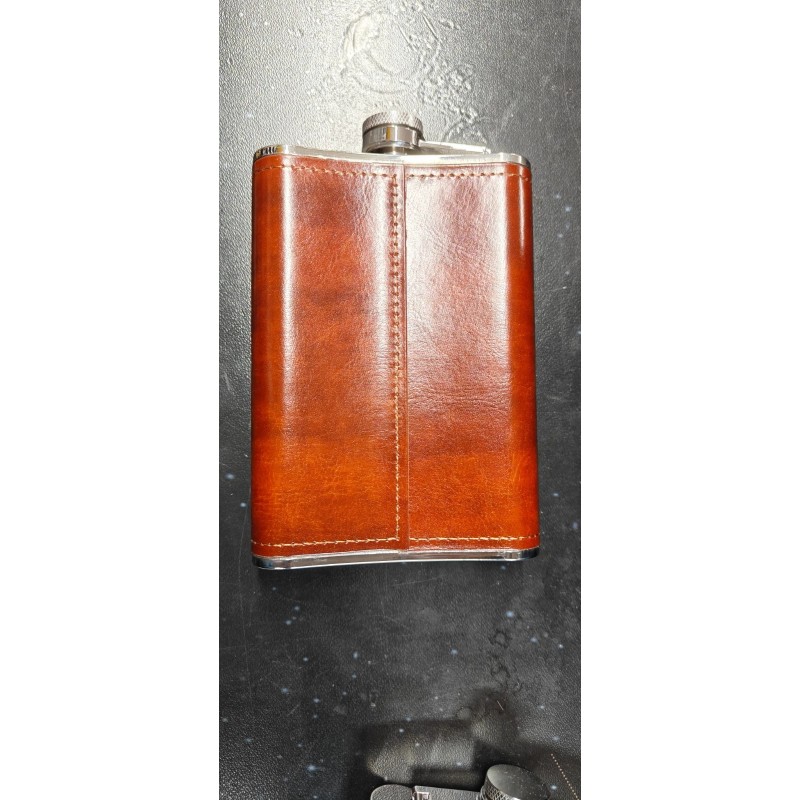 Crown Royal Limited Edition Stainless Steel Leatherbound 8oz Hip Flask