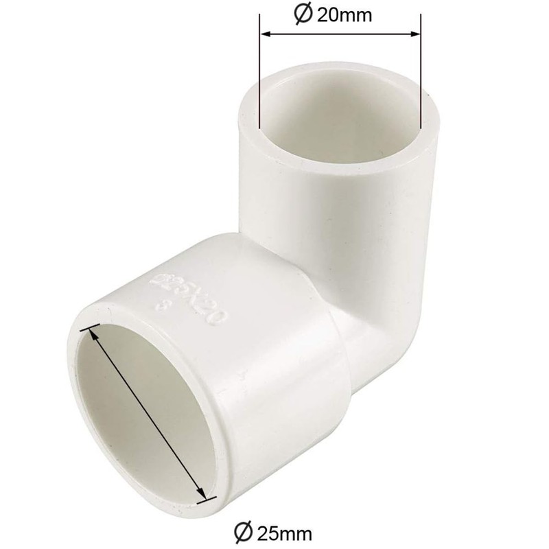 TOP-VIGOR 5Pcs 25mm Slip x 20mm Slip 90 Degree PVC