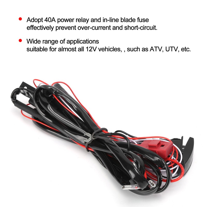 40A 12V LED Spotlights Wiring Harness 1-to-2 IP67 Waterproof for