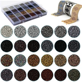 Naler 24000 Cuentas de Colores 2mm Mini Cuentas y Abalorios Cristal para DIY Pulseras Collares Bisutería (24 Colores, Color Metálico)