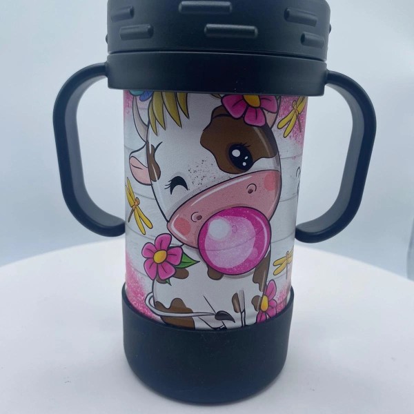 Handmade Cow Themed Kids 10 oz Insulated Sippy Cup Cute