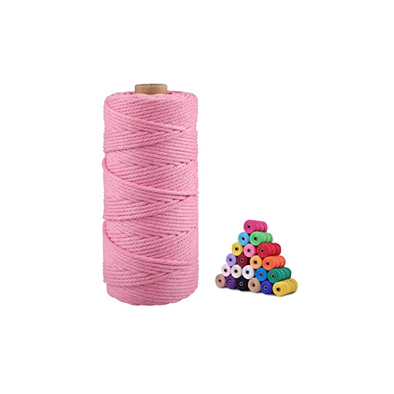 jijAcraft 3MM Macrame Cord for Crafts,100M Pink Cotton Macrame Craft