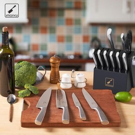 imarku Knife Set with Block for Kitchen,14-Piece High Carbon Stainless Steel Knife Set, One-piece Dishwasher Safe Kitchen Knives Set.