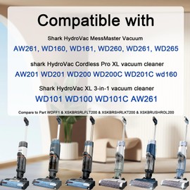 WD161 Roller and Filter for fit Shark HydroVac MessMaster Wet Dry WD161 WD261 AW261 and Shark WD101 WD201 WD100 WD200 AW201 WD200C WD201C WD101C Vacuum Cleaner,3 Brush Rollers,4 Foam Filters,3 Filter