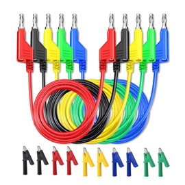 5pcs Multimeter Test Leads Set, 4mm Double Ended Banana Plug Test Leads with 10pcs Crocodile Clips, Pluggable Soft Test Cabels Length of 1M for Multimeter