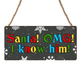 Add Whimsical Festive Flair to Your Home Decor with our 'Santa OMG I Know Him' Elf Christmas Sign - A Charming Buddy Elf Movie Tribute Perfect for Creating Holiday Magic in Your Living Space