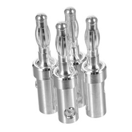 TEHAUX 4pcs Silver Plated Banana Plugs for Audio Connection Compact Durable for Speakers Video Receivers Sound Systems Enhance Audio Quality Reduce Noise