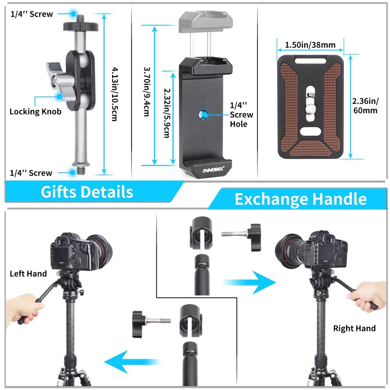 INNOREL F20 Fluid Head,Tripod Pan Tilt Head Mini Pan Metal