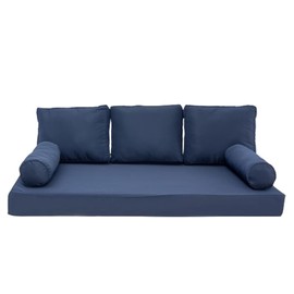 YAQSFGRZ Outdoor Daybed Cushion Cover Twin,Daybed Mattress Bolster Pillow Fitted Sheet Cover,Twin Size Outdoor Daybed Cushion Cover（Cover ONLY 6" D x 75" W x 39" H） (Navy Blue)