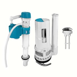 NANABIMIC 2-Inch Top Dual Flush Valve Repair Kit for One Piece Toilet (10"-13" Tank Height) - Fits 2.44"-2.83" Drain Holes | Includes 2-Inch Flush Valve, 2.2" Thread Push Button, Fill Valve