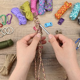 Paracord Set - Paracord 550 Nylon Cord, Multifunctional Nylon Ropes, Tent Rope Includes Rope Buckle and Sewing Needles for DIY Bracelet, Keychain, Camping, Outdoor Sports