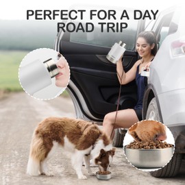 KEWIXY Insulated Dog Travel Water Bottle with Detachable Bowls, 3 in 1 Portable Dog Water Bottle Dispenser, Dog Accessories for Walking, Hiking, Camping, Outdoor (White, 32 Oz)