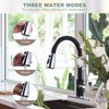 Black and Chrome Kitchen Faucet with Sprayer, WOWOW Stainless Steel