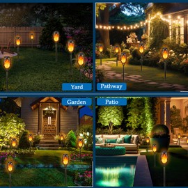 16Pack Solar Torch Lights, Solar Lights Outdoor Waterproof, Flickering Flame Garden Lights Solar Powered, Outdoor Solar Lights for Yard, LED Tiki Torches for Outside Pathway Yard Garden Décor