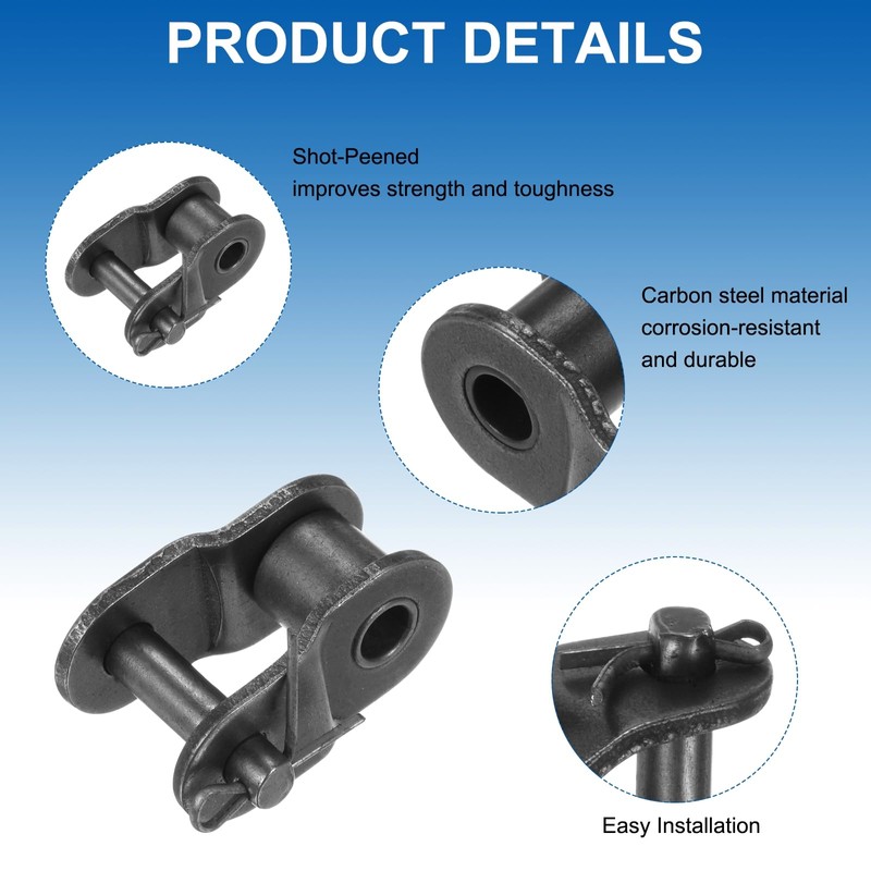 sourcing map 8Pcs 10B-1 Chain Offset Half Link Roller 15.875mm