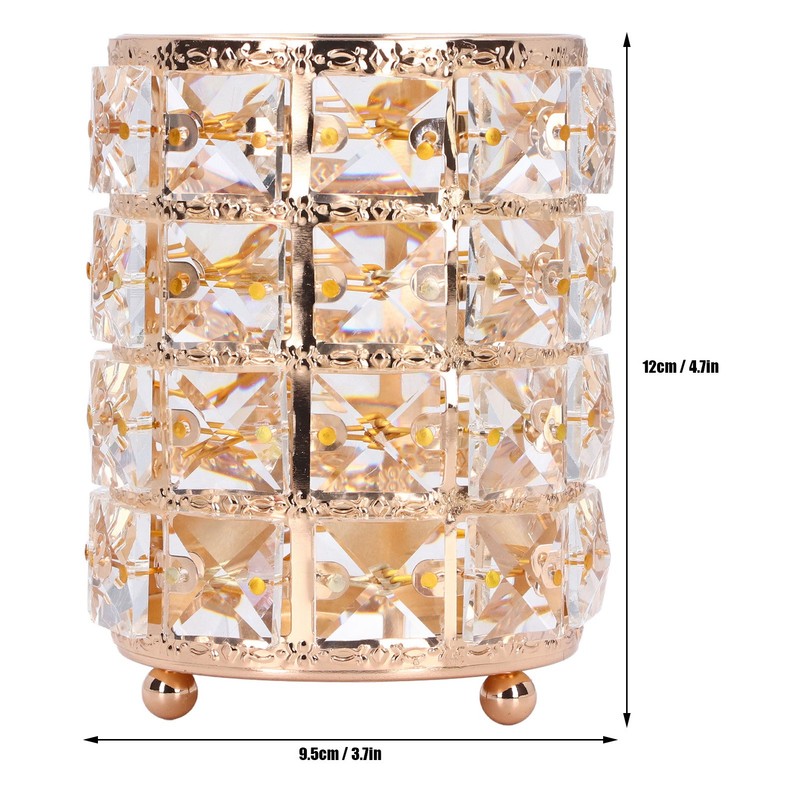 Crystal Makeup Brush Holder European Style Rounded Crystal Glass Cosmetic