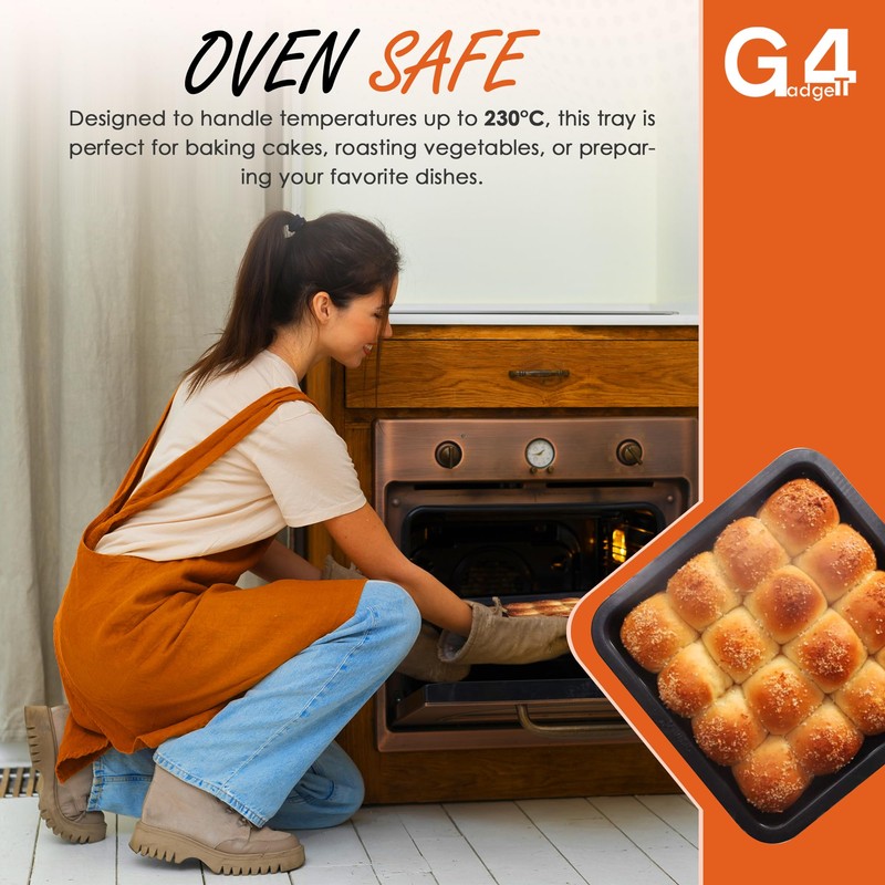 G4GADGET Non-Stick Baking Tray for Oven - 24cm Durable Carbon