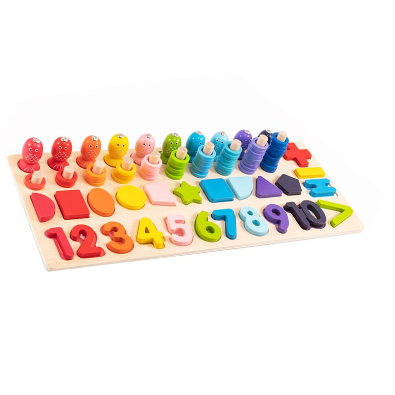 Number Sorting Toys 10 Shapes 1 to 10 Numbers Wooden