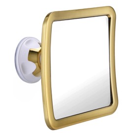 MIRRORVANA Fogless Shower Mirror for Shaving with Improved Suction and 360° Swivel - Unbreakable Fog Free Mirror for Men and Women - 6.3" x 6.3" (Gold)
