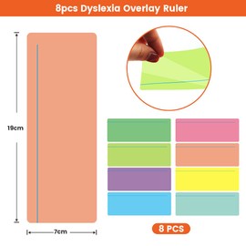 Dyslexia Overlay Ruler Reading Aid Rulers - 8 Pieces Coloured Overlay Rulers for Reading Dyslexia, Reading Aid Ruler Bookmark for Students and Adults Ruler for Primary School