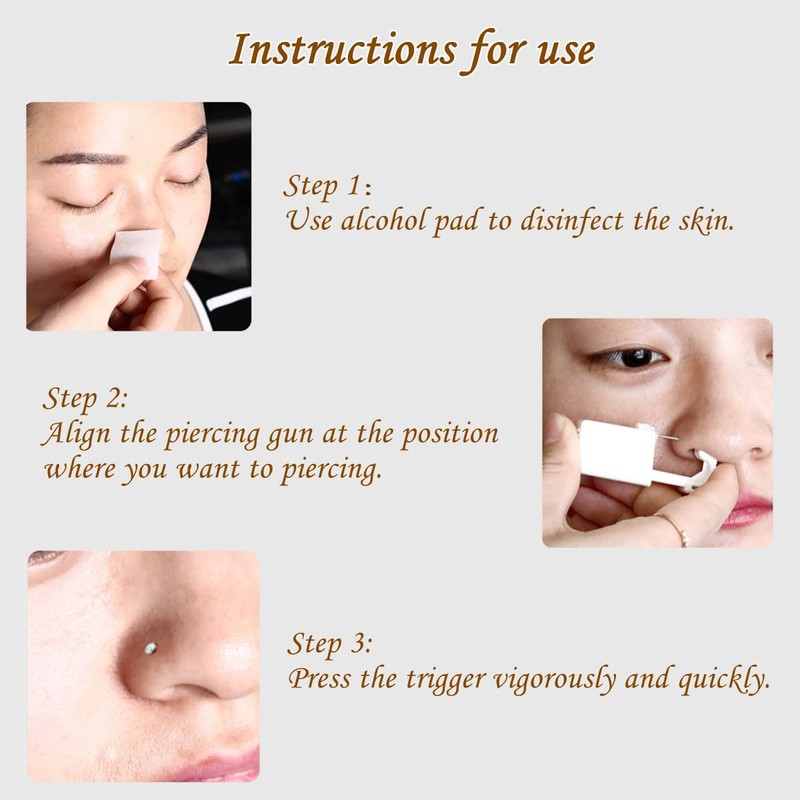 Suskriyocic 2 Pack Disposable Sterile Nose Piercing Kit Tool with