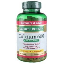 Nature's Bounty 600mg Calcium Carbonate & 800IU Vitamin D3, Supports Immune & Bone Health, 250 Count