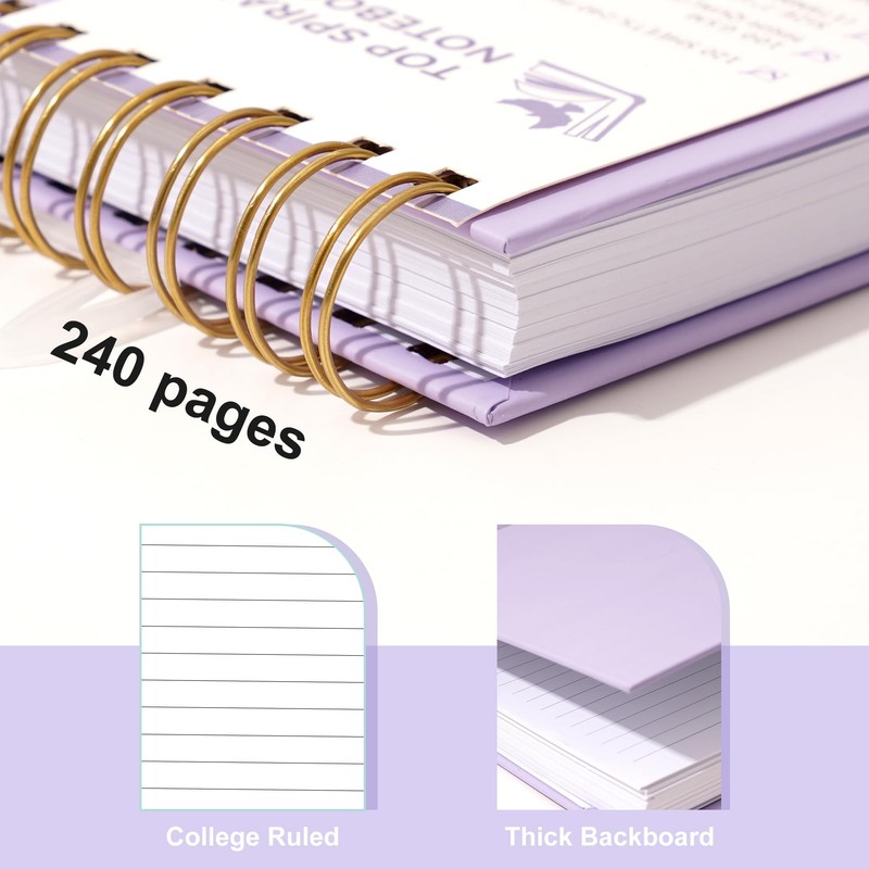 Yoment Top Spiral Notebook, Hardcover Steno Pads, 240 Pages Top
