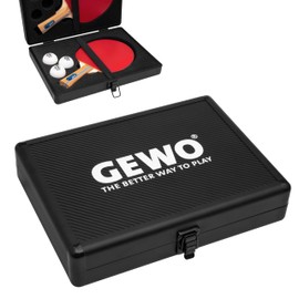 GEWO Double Aluminium Table Tennis Racket Case - Robust Table Tennis Case for 2 Bats & 3 Balls - Shockproof Table Tennis Bag with Secure Closure - Ideal for Tournaments & Training