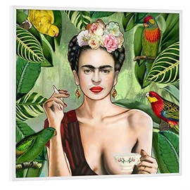 artboxONE Poster with White Frame 50 x 50 cm Nature Frida Kahlo Con Amigos - Picture Frida Botanical Botanical