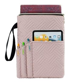 APLUFINE Book Sleeve with Zipper, 11"X9" Padded Book Protector, Washable Quilted Book Covers for Paperbacks, Book Pouch with Pockets, Book Lover Gifts