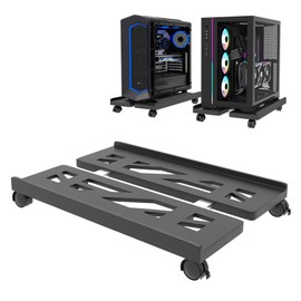 Mobile CPU Stand, CPU Rolling Stand Adjustable Computer Mobile Cart Holder with Locking Caster Wheels PC Stand - Black