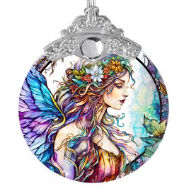 Stained Glass Suncatcher, Jocidea Fairy Ornament, Christmas Ornaments, Holidays Ornaments, Christmas Tree Decor, Fairy Decor for Home, Fairy Gifts