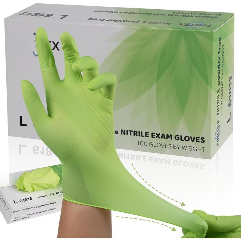 Disposable Latex-Free Gloves Green - 3.5mil 100 count Gloves Cleaning