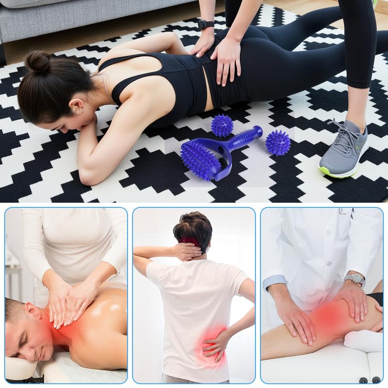 LOPHE Handheld Massage Roller, Hedgehog Ball Massage Roller with 2