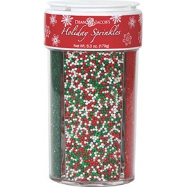 Dean Jacob's Holiday Sprinkles ~ 6.3 oz. 4in1 Compartment Jar
