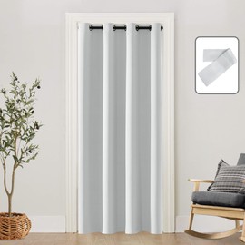 SHINELAND Closet Doors Curtain,52 Inch Extra Wide Accordion Door Look 80 Inch Length Insulated Thermal Curtains for Winter Room Divider Pantry Cabinet