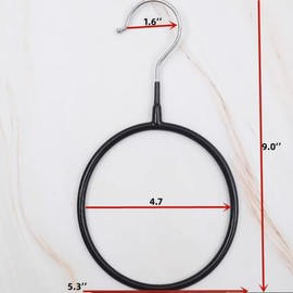 Joyindecor Belt/Scarf Hangers for Closet - 8 PCS Nonslip Space Saving Steel Tie Rings Holder Organizer for Neckties, Shawls Scarves, Veils, Pashminas Display(8 Pack, Black)