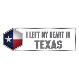 Makoroni I Left My Heart in Texas State, CAR Magnet-Magnetic Bumper Sticker 3x9 or 4x12 inc., DesF50