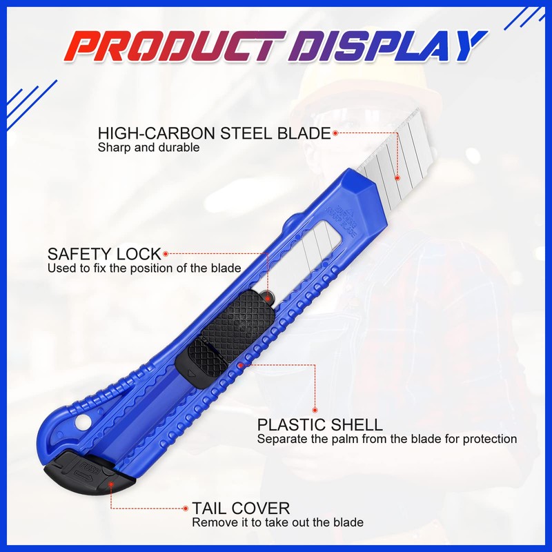 60 Pack Box Cutter Utility Knife Bulk 18 mm Wide