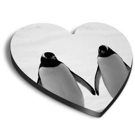 1 x Heart MDF Magnets - Cute Penguin Pair Holding Hands 43341