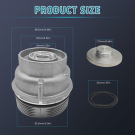 Oil Filter Housing Cap Assembly 15620-31060, Compatible With Toyota Tundra 4Runner Rav4 Highlander Camry Tacoma Avalon Sienna Venza Lexus RX350, Replace# 1562031060 15643-31050